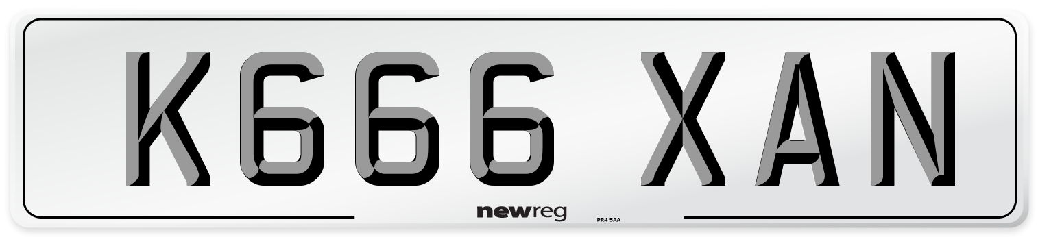 K666 XAN Number Plate from New Reg